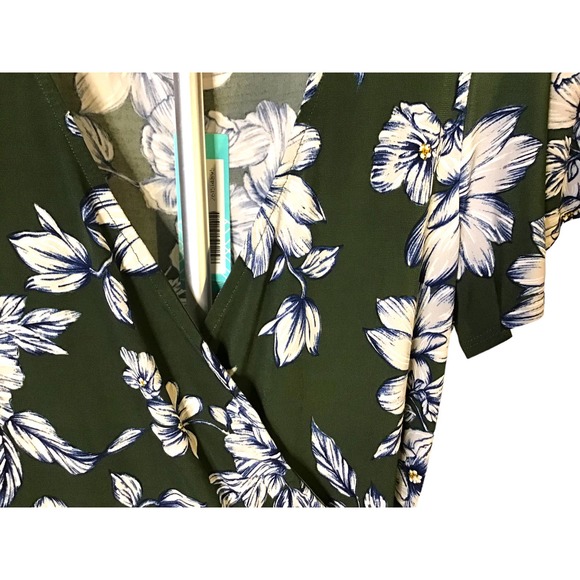 Fortune + Ivy Irene Green Floral Faux Wrap Maxi Dress Women’s SZ L - Picture 5 of 7